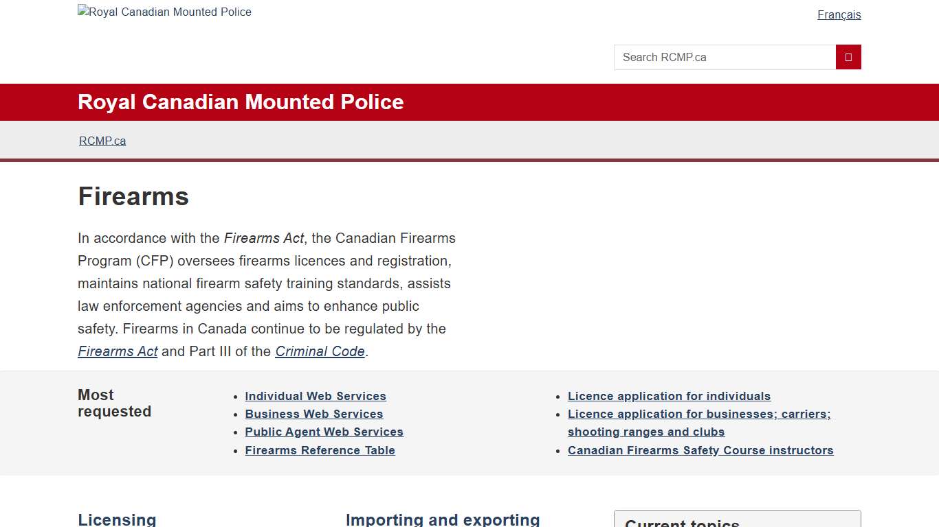 Firearms Royal Canadian Mounted Police